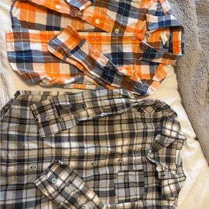 Two 4T Plaid Kids Button Down Shirts